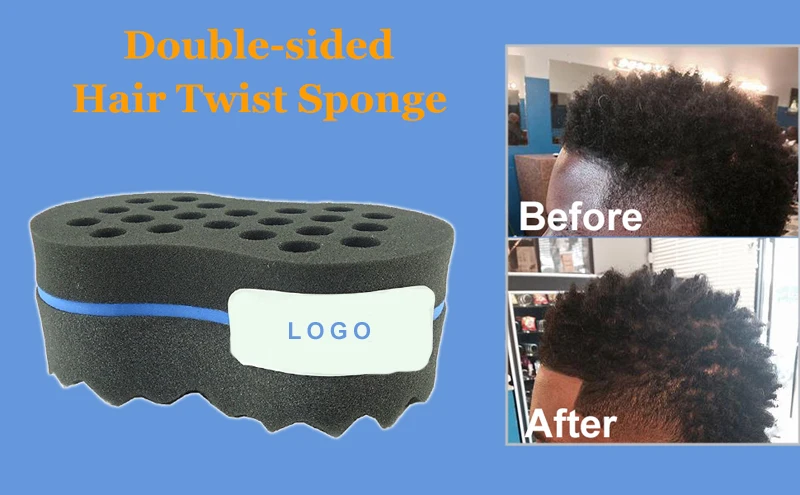 Custom Logo Natural Afro Coil Braider Waves Twisting Brushes Sponge For Black Man Hair Rubber Hair Curl Twist Comb Brush Sponge