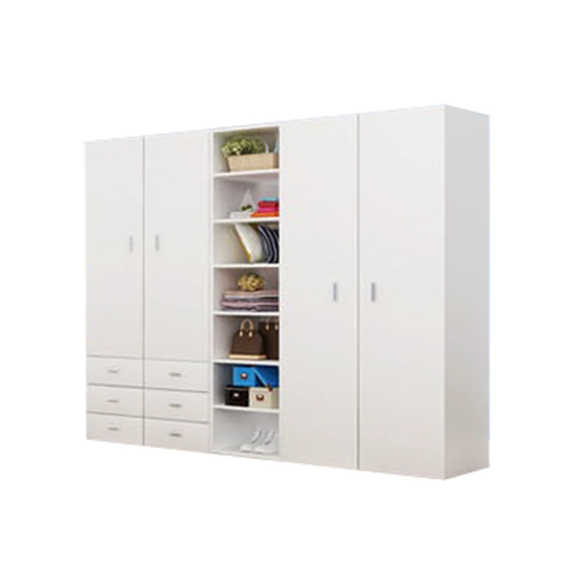 
Customized white 4 doors l shaped wooden cupboards and wardrobes bedroom wall wardrobe set 
