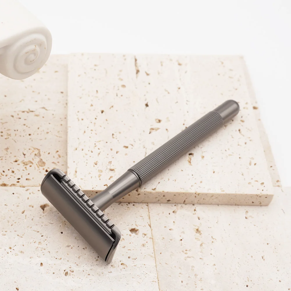 Eco-friendly Brass Handle Zinc Alloy Rose Gold Color Classic Double Edge Lady Shaving Safety Razor
