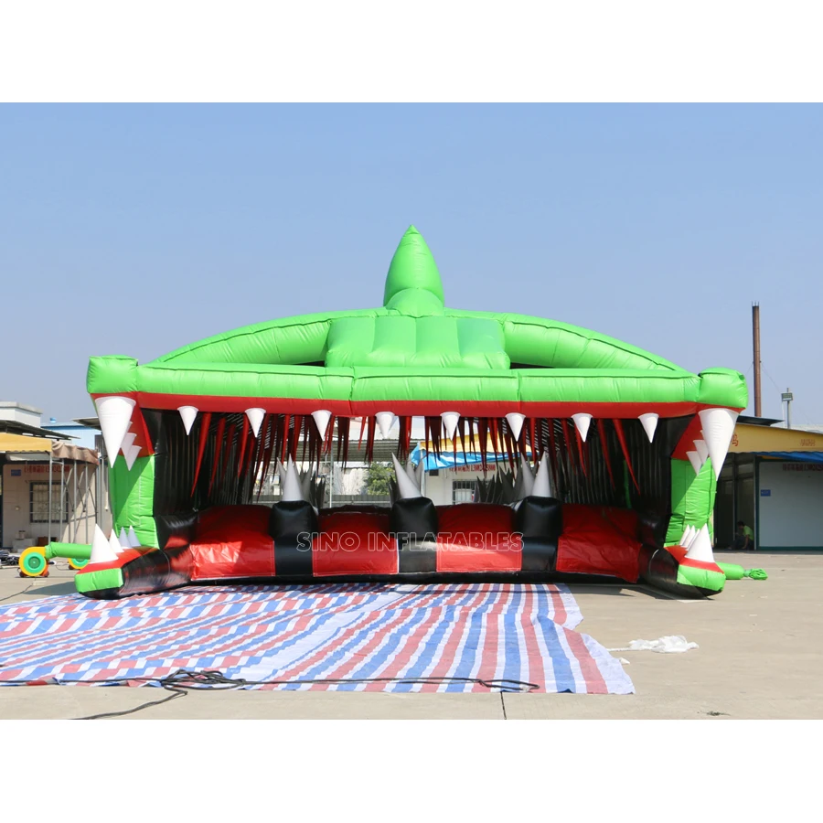 13x6m giant crocodile adults inflatable obstacle course from China inflatable alligator obstacle course factory