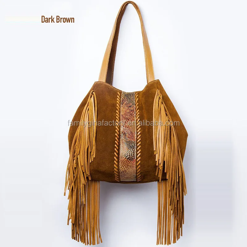 Personalized Women Fringes Suede Hobo Bag