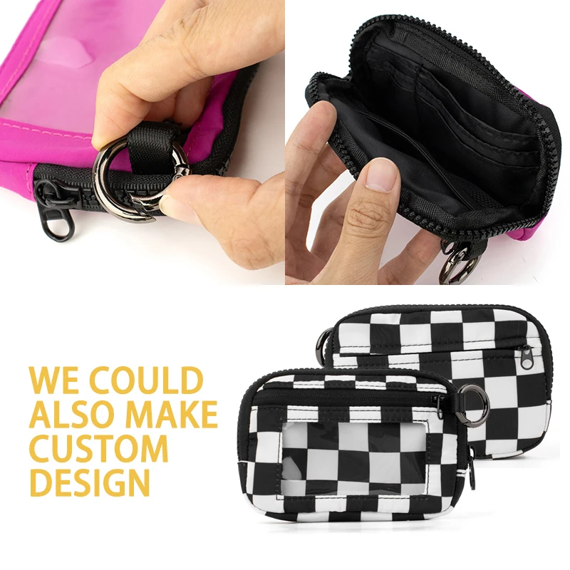 RFID Wallet Daily Accessories Waterproof Small Keychain Pouch Kids Mini Unisex Nylon Coin Purses ID Name Card Holder Window