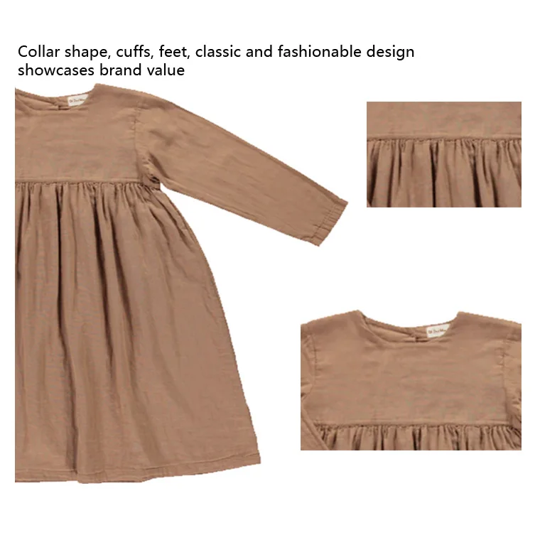 newborn cotton dress toddler dress spring and autumn baby party long sleeved round neck baby gauze dress