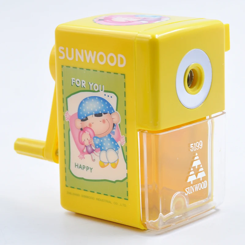 SUNWOOD Manual Pencil Sharpener Machine Plastic for Classroom Kids School Office and Teacher Supplies 5199 Yellow