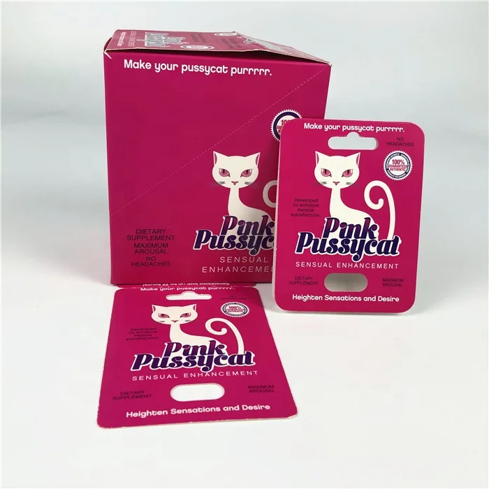 Розовые бумажные открытки pussycat с УФ-принтом для пикантного планшета женщин/мужчин упаковка пилюль повышения потенции Rhino 69 725K 3D коробка