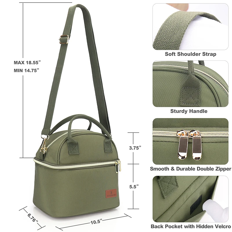 Custom Friendly Recycled Insulated Thermal Office Adult Ice Bags Food Cooler Handbag Waxed Canvas Lunch Bags