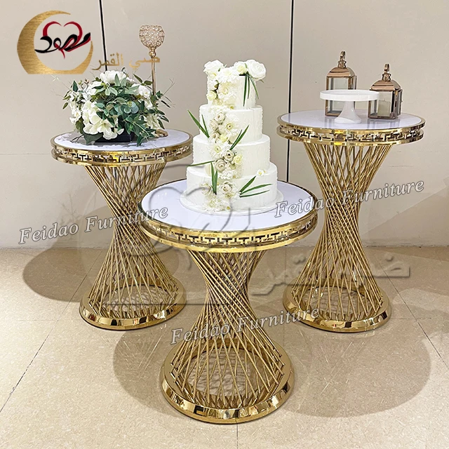 Events Decoration Gold Stainless Steel Nest Base Dessert Stand Cake Table For Wedding