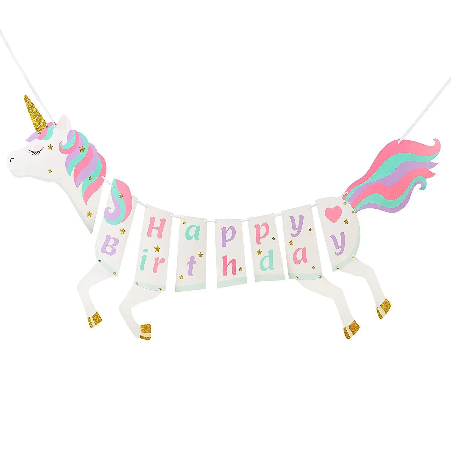 Amazon hot sale Unicorn Bunting Flag happy birthday party decoration supplies banner Unicorn