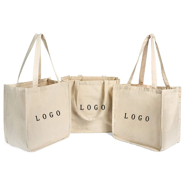 
Custom printed recycle plain organic cotton canvas tote bag bulk large reusable canvas cotton shopping bag with logo 