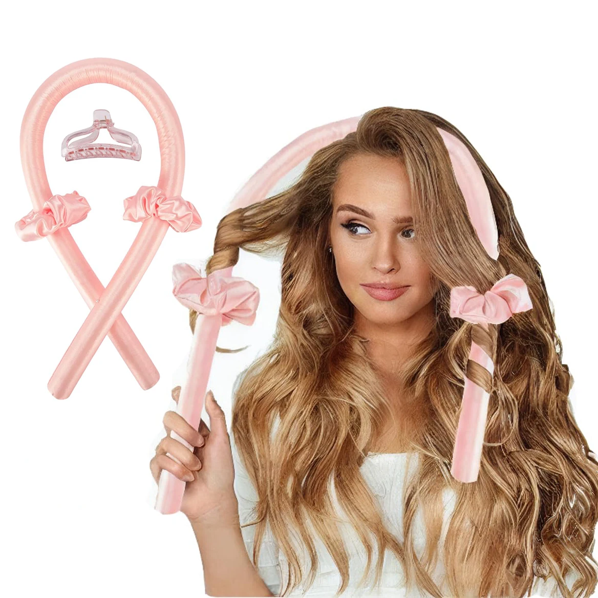 DIY Hair Styling Tool No Heat Hair Curlers Ribbon Hair Rollers Luxury Satin Silk Hotel  Sleeping Soft Curl Bar Wave Formers