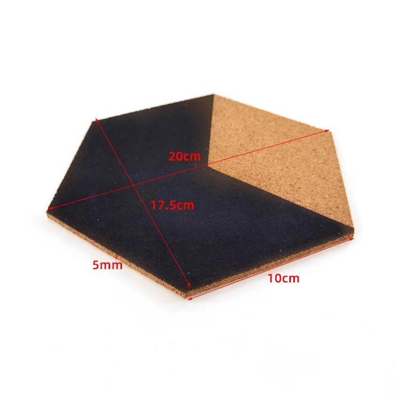 Hot selling good quality bulletin hexagon black self adhesive wall cork board