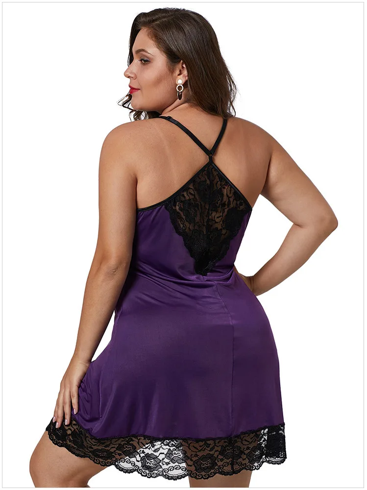 
Wholesale sexy Plus Size Lingerie Sexi Women Purple BabyDoll Lace Nude Lingerie sexy 