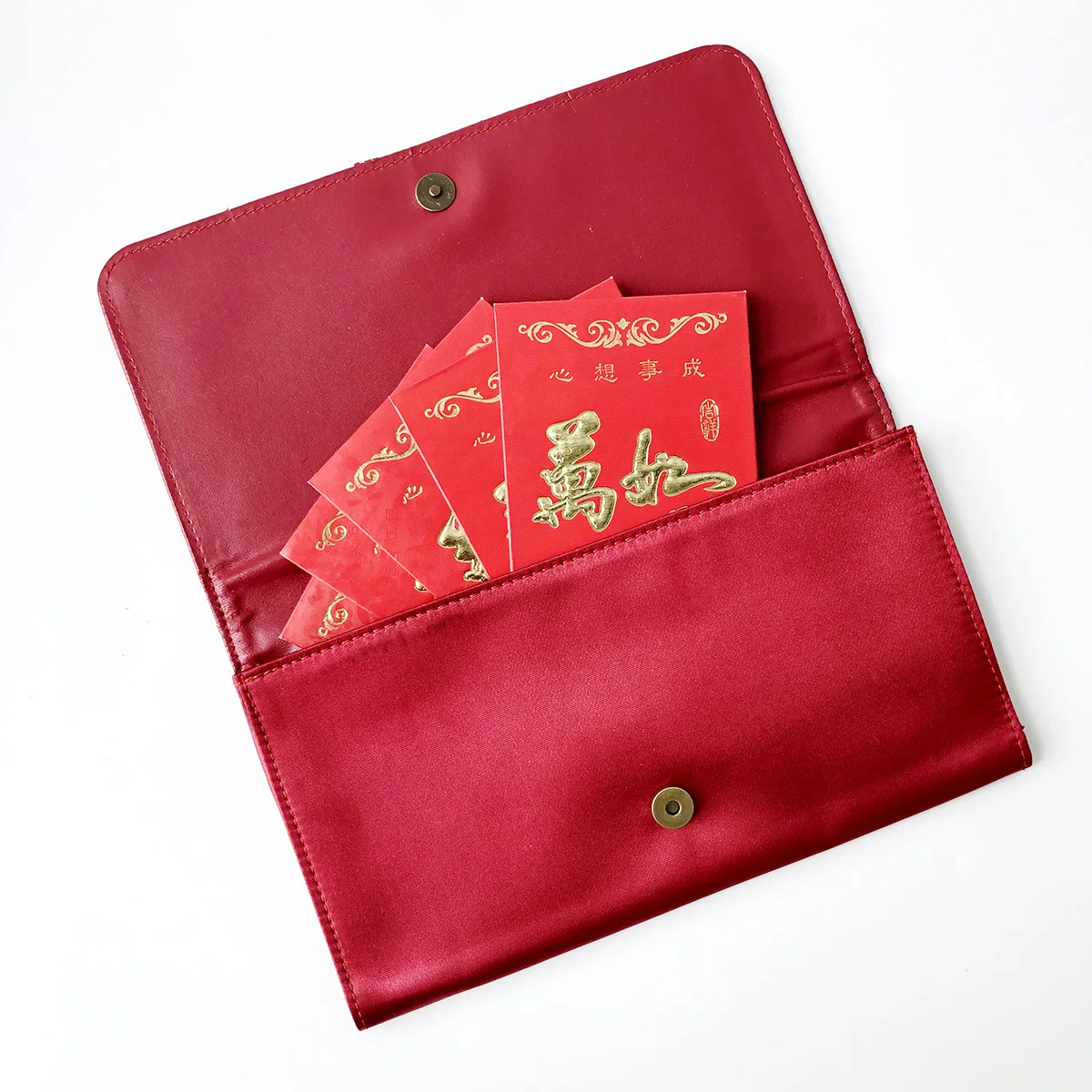 Custom Logo Print Chinese Satin Red Envelopes Chinese Traditional New Year Red pouch Hong Bao Gift Ang-pau Ang Pow Lai see Bag