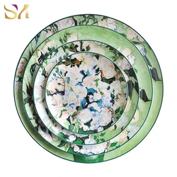 Sale by new design ceramic dinner plate painting plate set for wedding party event