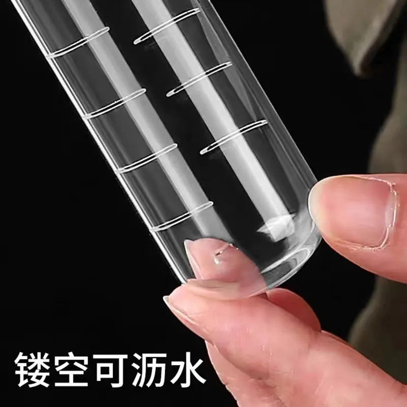 Handmade Small Glass Filter Tea Infuser Borosilicate Tube with Cork Lid Metal Utensils Strainer Set