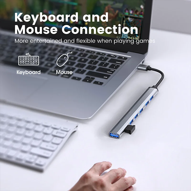 Mini 7 in 1 USB C Hub Adapter 7 Port USB 3.0 Data Transfer Hub USB C Docking Station For Pro Laptop
