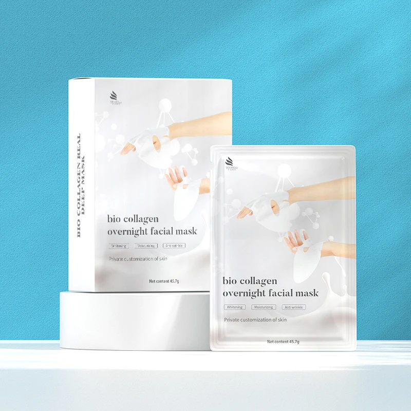 Custom Overynight Bio Collagen Real Deep Anti Wrinkle Lifting Mask Hydrating Face Mask Sheet for All Skin Types Cotton Female