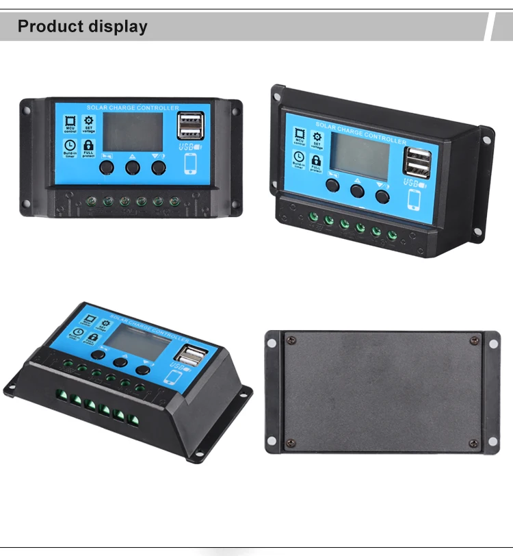 60A PWM Solar Charge Controller and Discharge Controller PCB Board 12V 24V 36V 48V Auto Charging Module with Screen and Fan