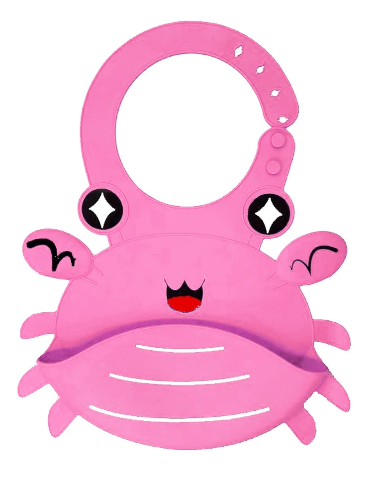 original newborn Cartoon Crab Stereo Silicone Baby Bib and Disposable Baby Saliva  Pocket Waterproof Food Grade Silicone Bib Designed baby custom