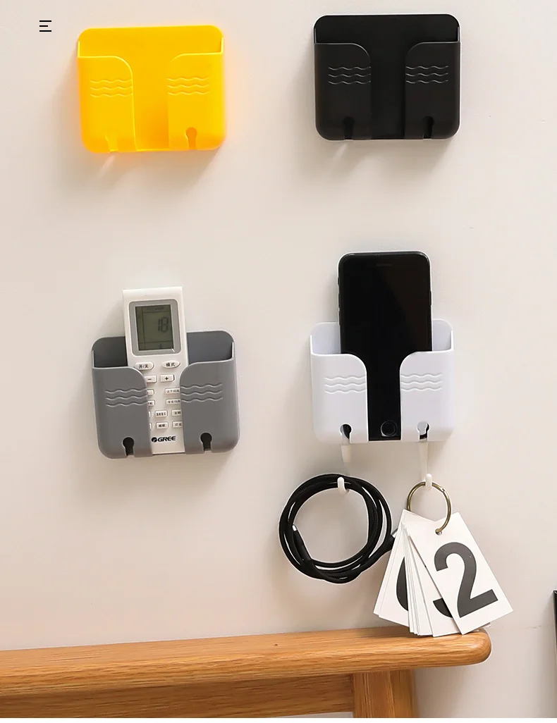 2021 Wall Mounted Cell Phone Holder Key Hook Rack Mobile Phone Charging Base Bracket