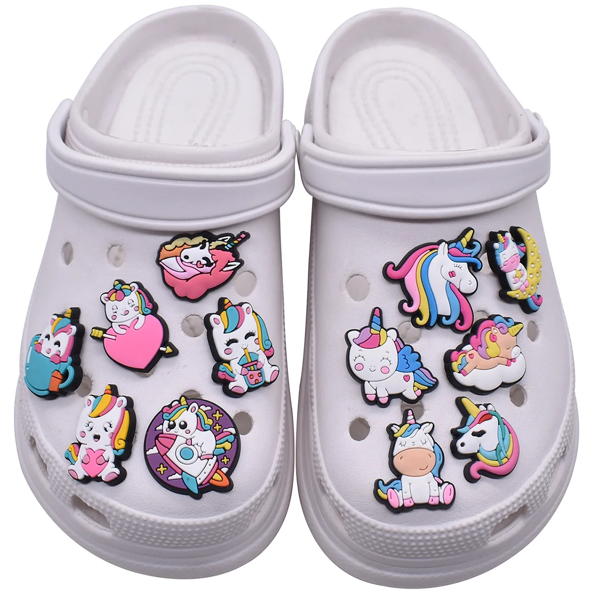 New Unicorn Shoe Charms Cartoon Cute PVC Soft Rubber Shoe Buckle Ornament Decoration Removable Shoe Flower Charm