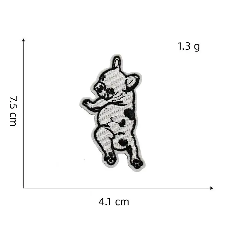 Wholesale custom small animal embroidery patches iron on white and black animal fruit plant patch for garment bags caps DIY