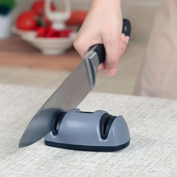 Kitchen Suction Cup Two Stages Diamond Ceramic Knife Stone Sharpener