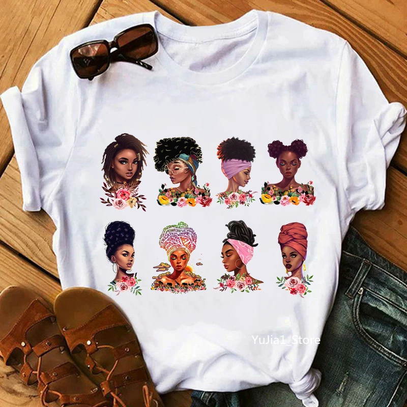 Melanin Poppin Tee Shirt Femme T-shirts I Am A Strong Melanin Queen t shirt African Black Girl History Month Female T-shirt