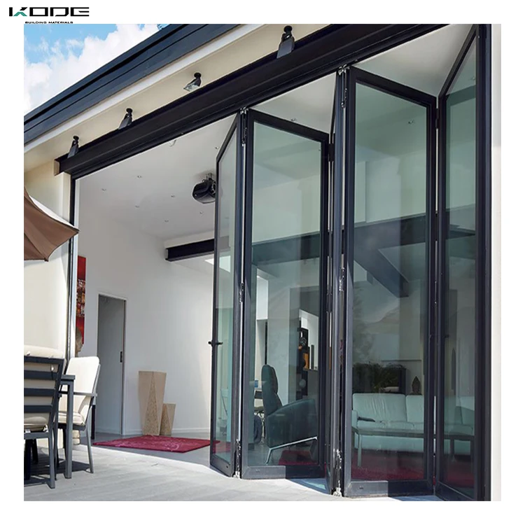  Cheap price aluminum accordion corner bi folding doors open style