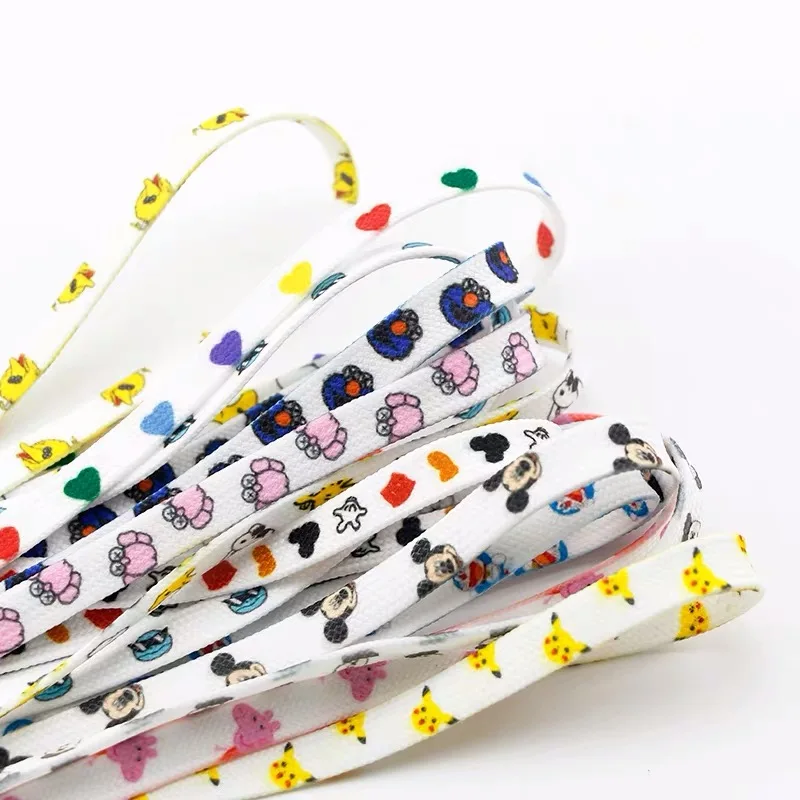 Индивидуальный дизайн оптовая продажа шнурки с сублимационным принтом логотипа плоские модные из полиэстера для кроссовок