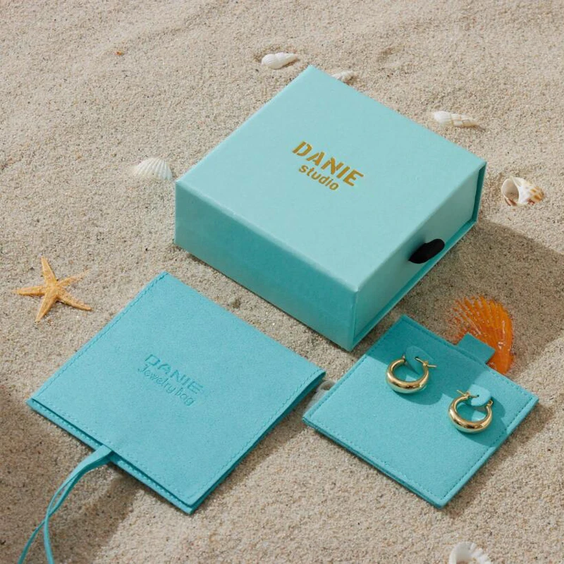 Custom Logo Eco-friendly Paper Sliding Jewelry Box Packaging Drawer Cardboard Jewellery Box With Microfiber Jewelry Pouch Bag