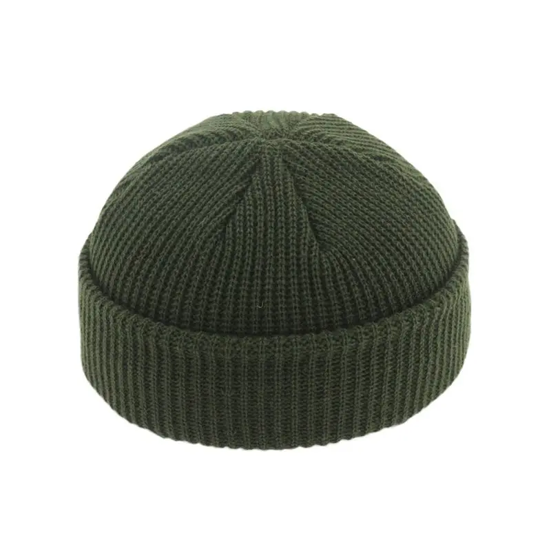 
Wholesale china custom logo green beanie wool knitted fashion trendy winter hat 
