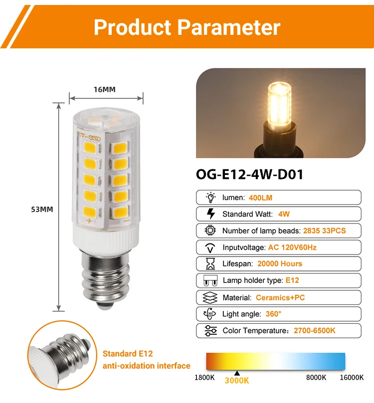 110v E12 Bulb Led Led Led Bulb E12 110v Dimmable 4W  Ceramic Bulb Warm Light