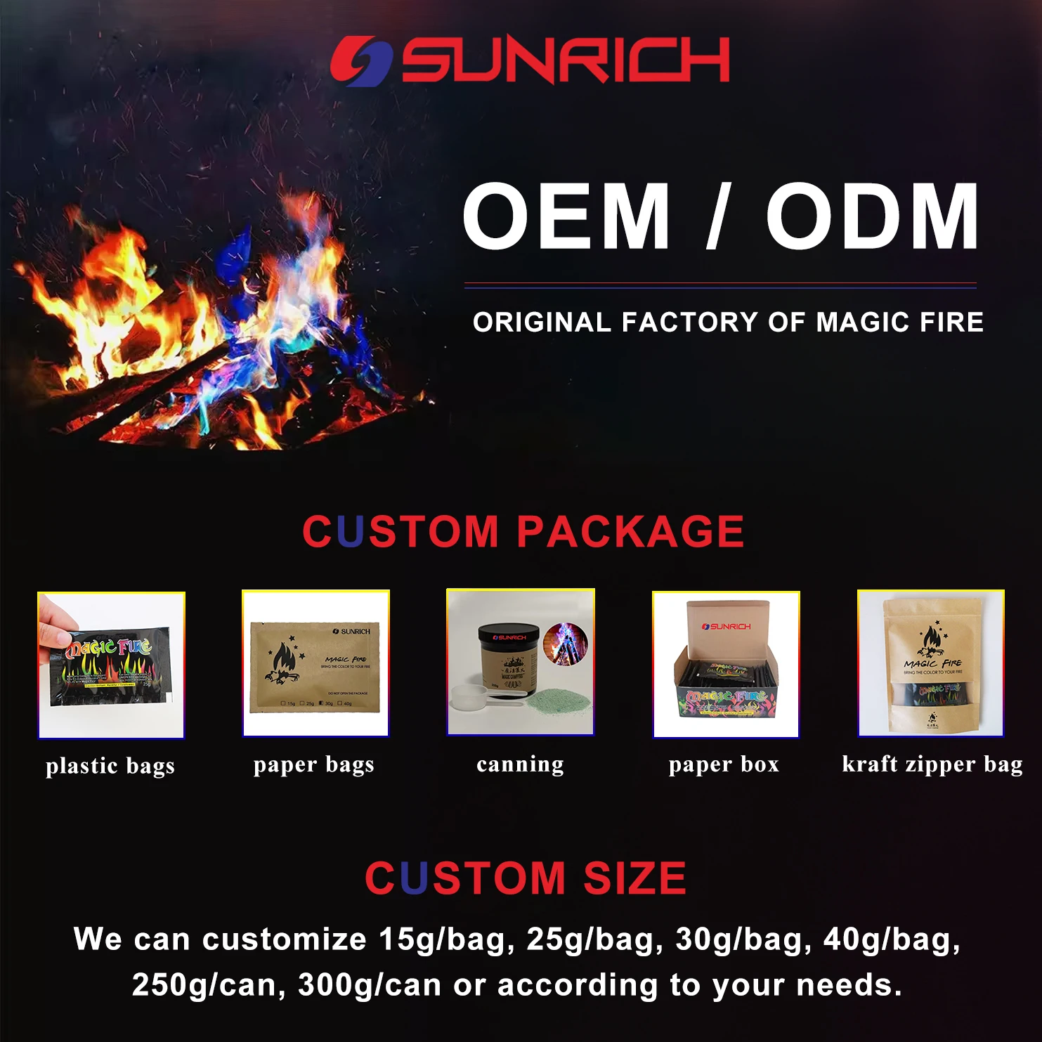 2025 Factory Direct Paper Bag Mystical Fire Powder Magical Flame Neon Art Fire for Camping Party Fireplace Bonfire Fire Pit