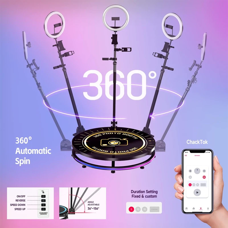 Samidisplay Portable Photobooth Purchase Automatic Wireless 115Cm Rotating Selfie 360 Photo Booth for Wedding Party