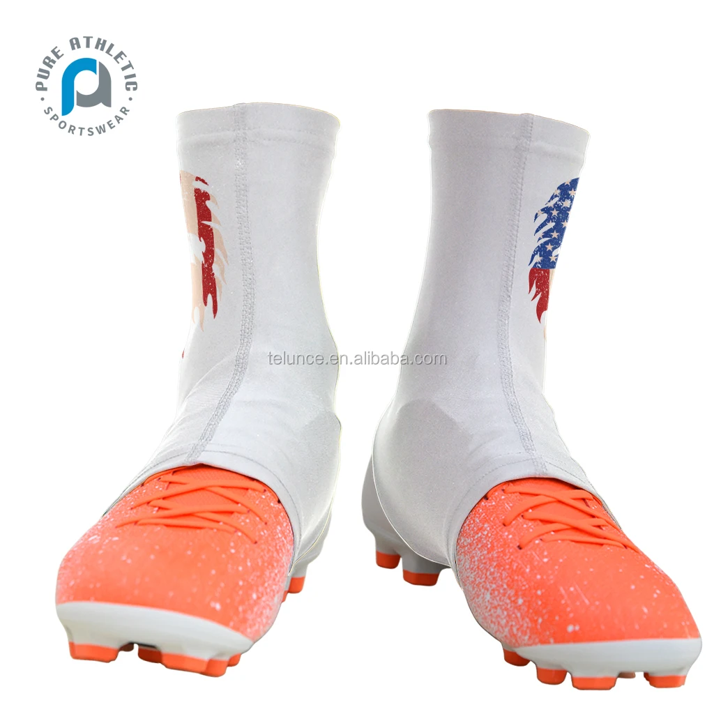Pure wholesale customized blank plain solid white cleat covers football spats shoes covers