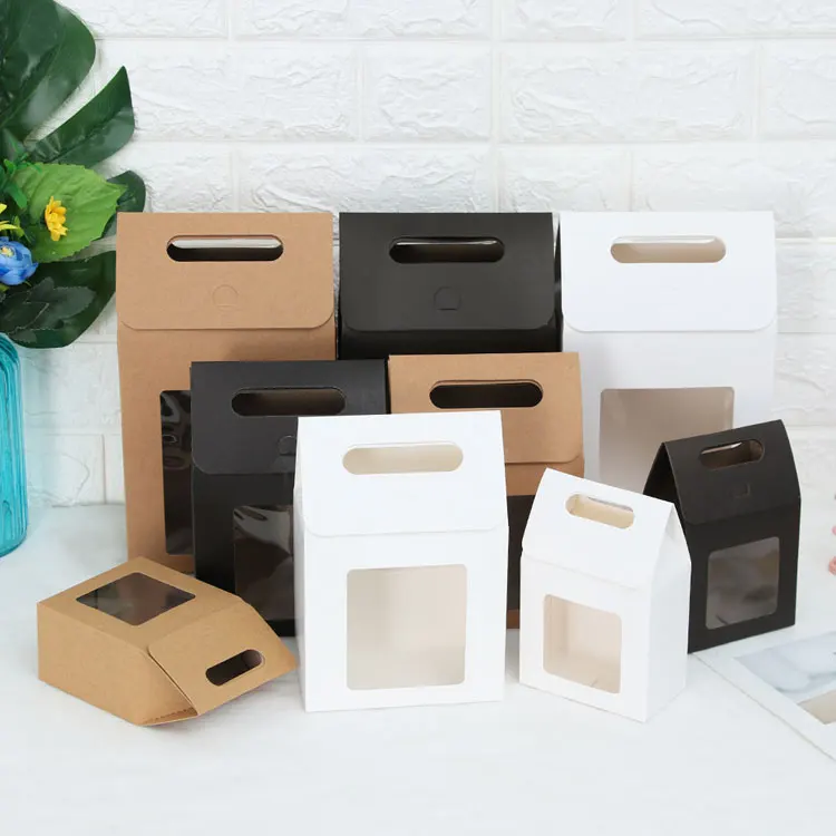 Luxury Black Clear PVC Window Kraft Paper Bag