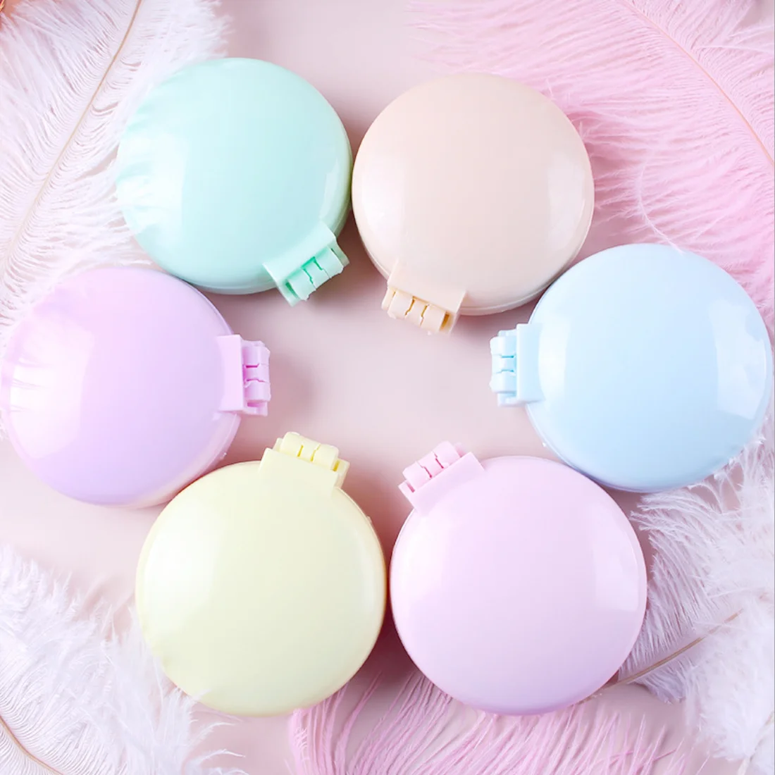 Mini Folding Hair Brush with Mirror Compact