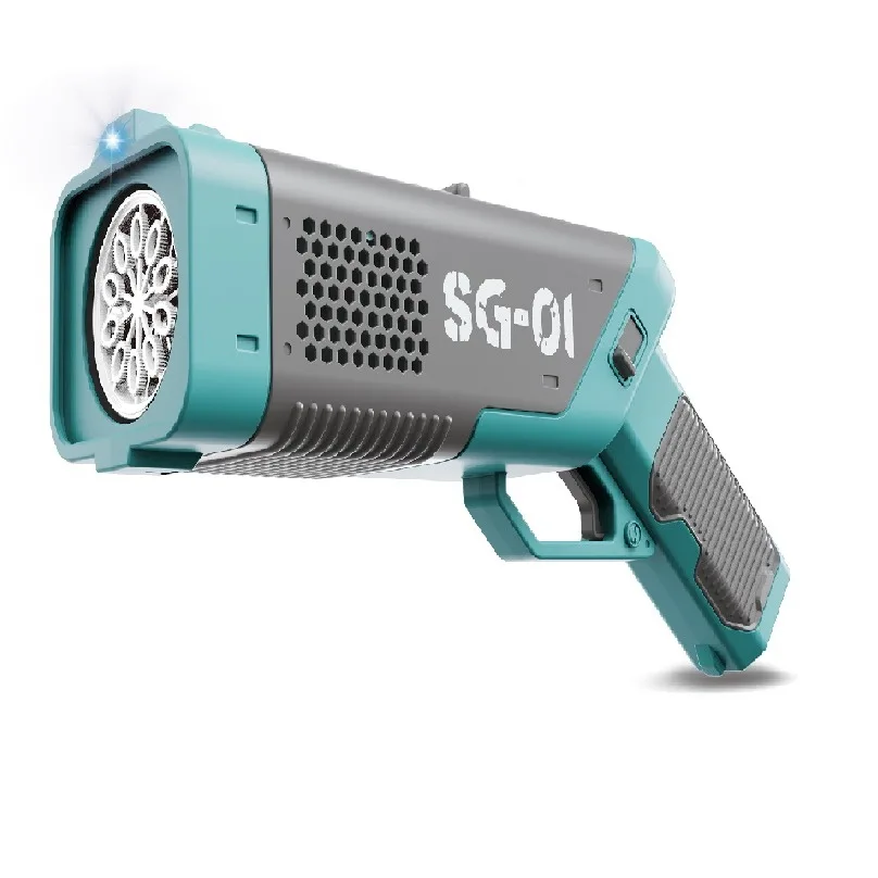 Automatic Leak-proof Bubble Gun Machine Bubble Launcher Bubble Bazooka Gun Blaster Colour Box Plastic with Light for Kids Unisex