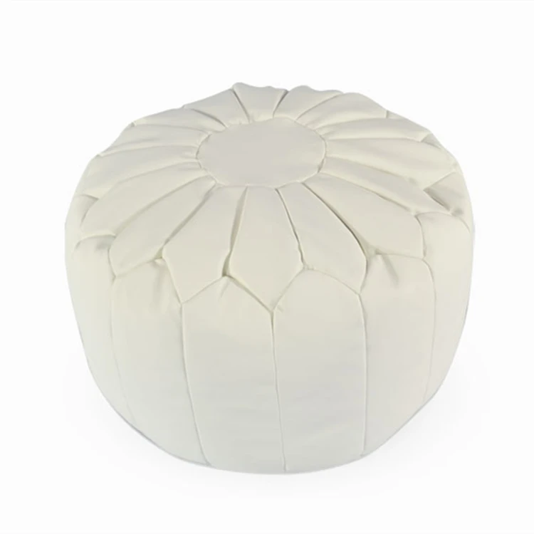 hot selling wholesale adults soft PVC floor Round moroccan leather pouf Professional custom bean bag source manufacturers