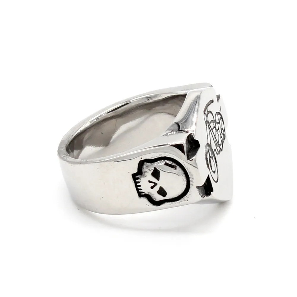 Punk Vintage Square Chunky Custom Fashion Snake Butterfly Finger Heart Stainless Steel Jewelry Women Men Silver Ring