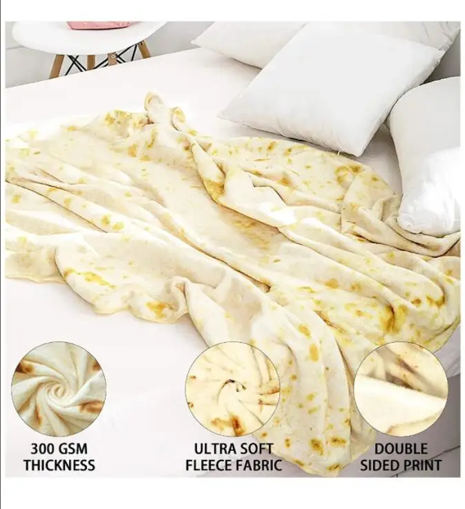 Amazon popular microfiber super soft burrito tortilla round pizza blanket Giant Pizza Throw Blanket