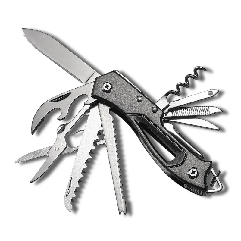 Outdoor Multifunctional Knife Camp Multitool Bottle Opener Folding Knife Portable Scissors Saw Swiss Fold Pocket Knife