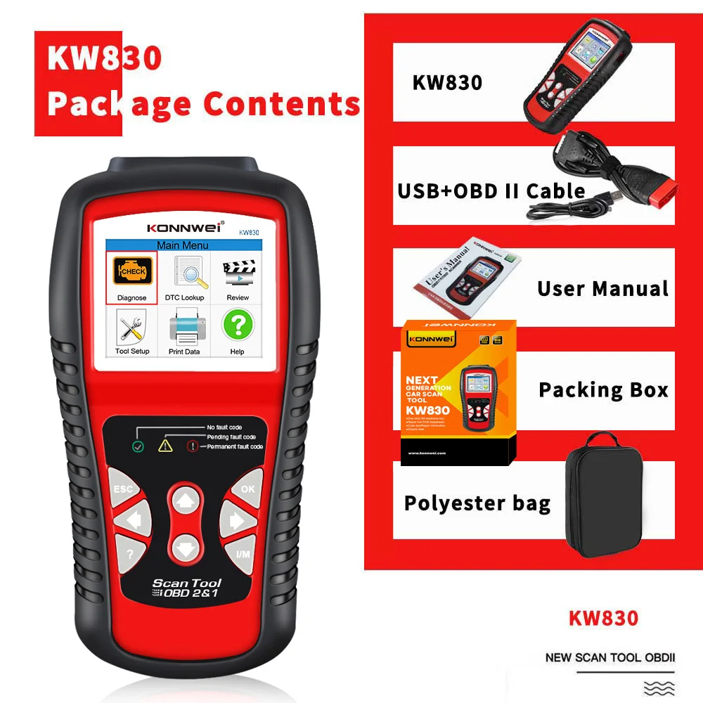 Считыватель кодов ошибок автомобиля KONNWEI KW850 KW830 сканер двигателя OBDII EOBD диагностический инструмент для всех автомобилей