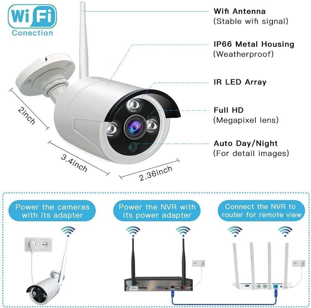 Wi-Fi камера 4CH 1080p беспроводной сетевой видеорегистратор водонепроницаемые наружные домашние системы