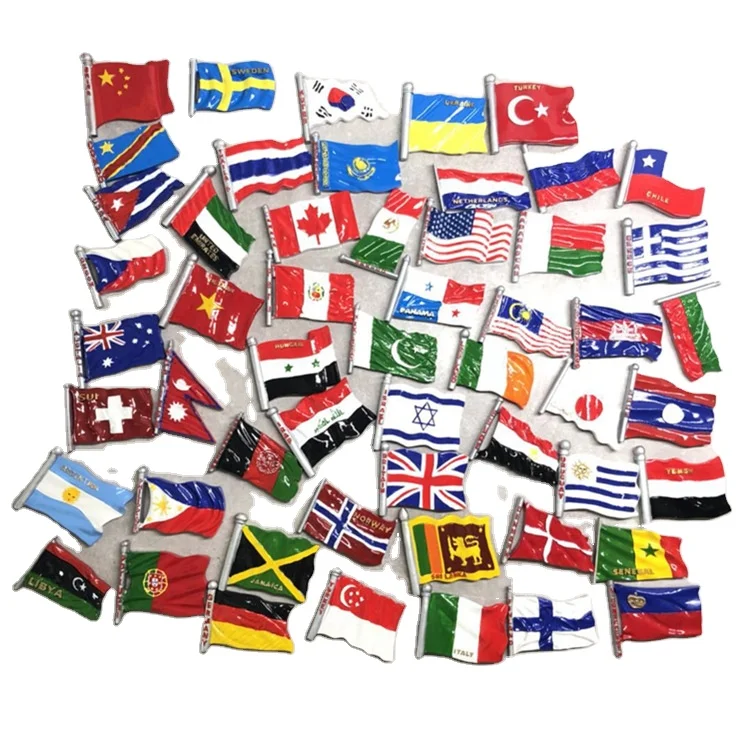 Wholesale custom hand-painted world tourist souvenirs national flag shape fridge magnet
