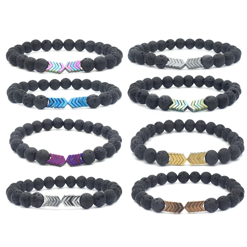 8MM Beads Volcanic Stone Bracelet Colorful Lava Bracelet Wholesale Charm Women Magnetite Bracelet