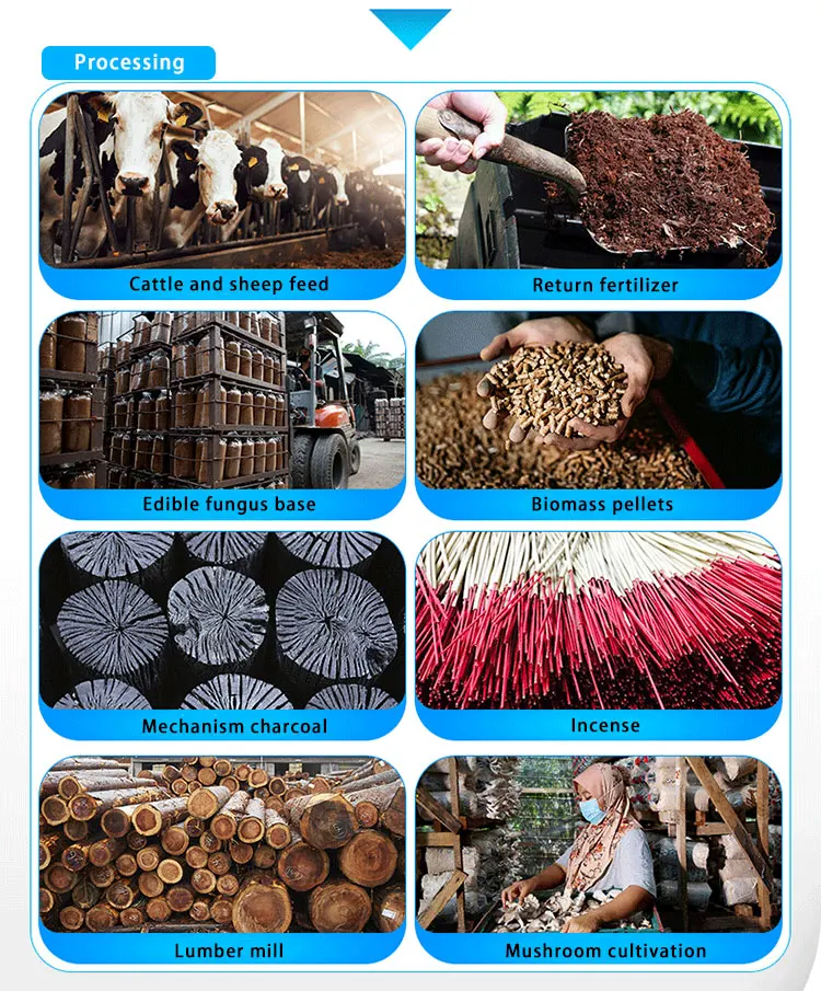 Large hydraulic mobile tree log branch crusher pto diesel wood chipper shredder machines with tractor engine powered for garden