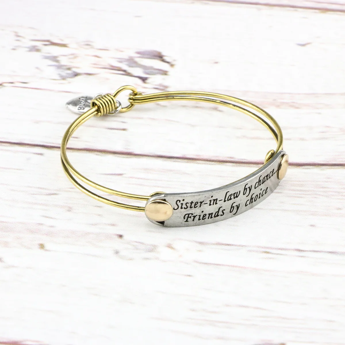 Joycuff  Women Charm Jewelry Positive Inspirational Metal Ring Twist Heart Bracelet