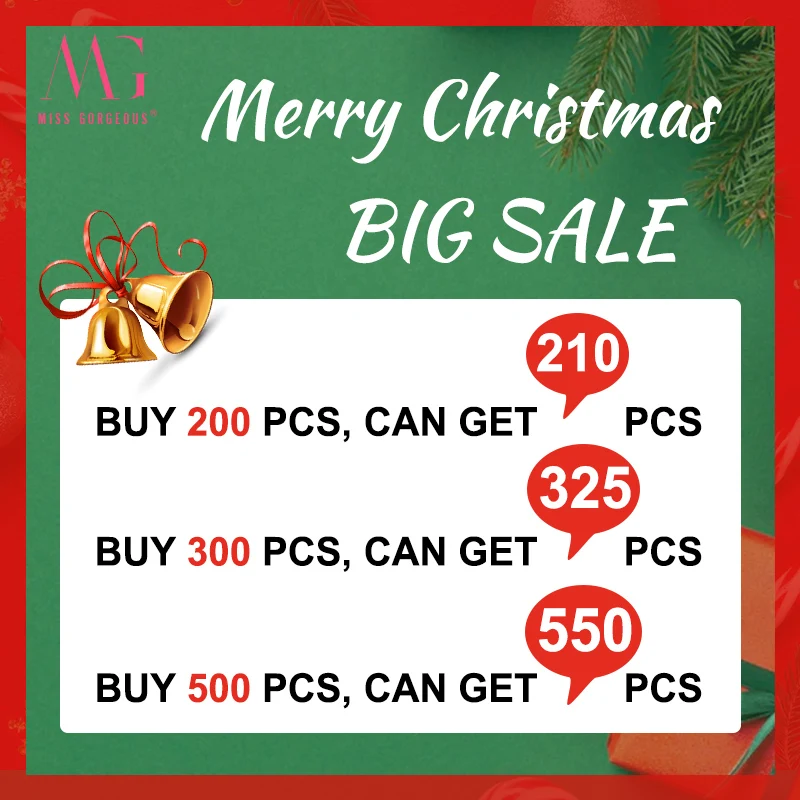 MISS GORGEOUS Oval Nail Tips Merry Christmas 24pcs Glitter High Quality ABS Private Label Custom Press On False Nail